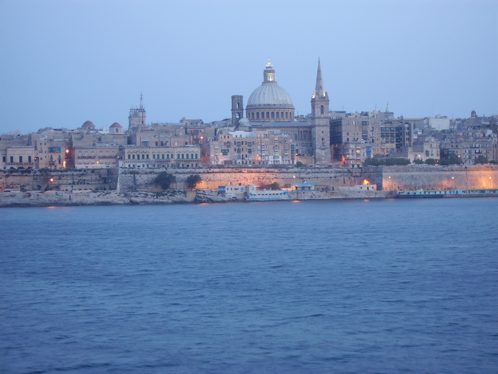 Vista de Valletta al atardecer